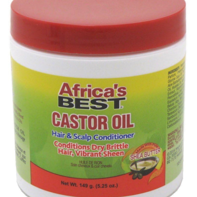 Jar of Africa's Best Castor Oil Hair & Scalp Conditioner with red lid