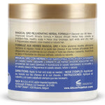 Back label of a jar with text and branding on a white background