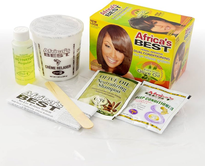 Collection of Africa's Best hair care products on a white background