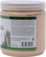 Back view of a jar with a label showing ingredients and branding.