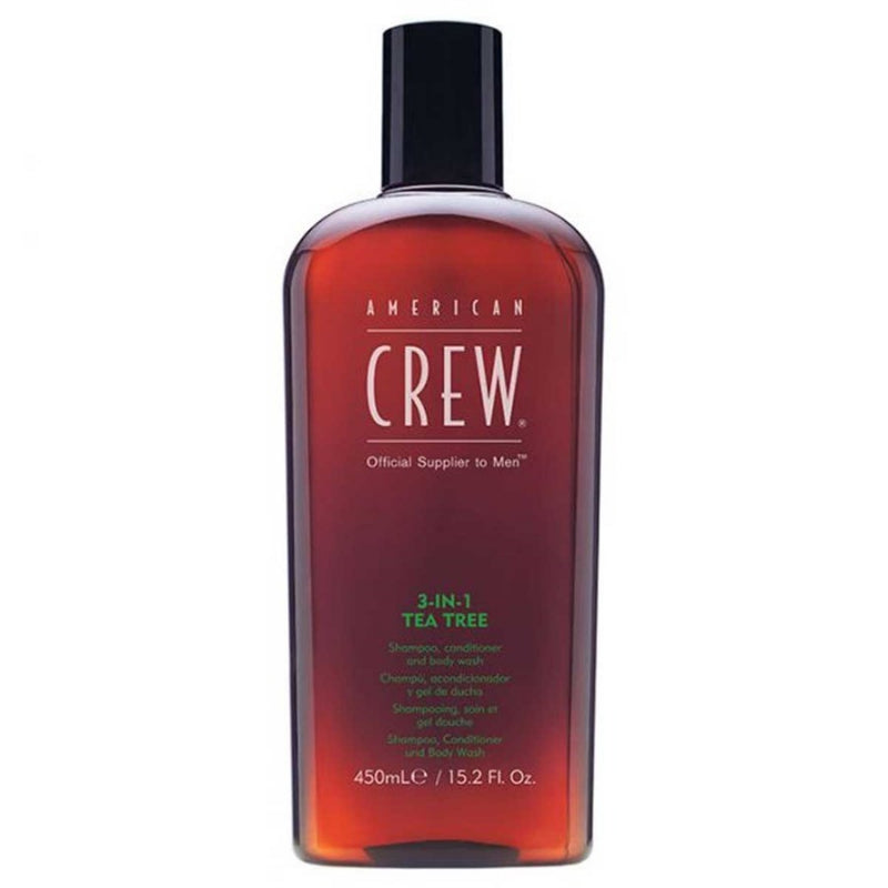 American Crew 3-in-1 Tea Tree product bottle on a white background