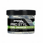A 10 oz jar of ampro Pro Styl Curl Enhancer Gel Activator, featuring a black lid and a black, white, and green label on a white background.