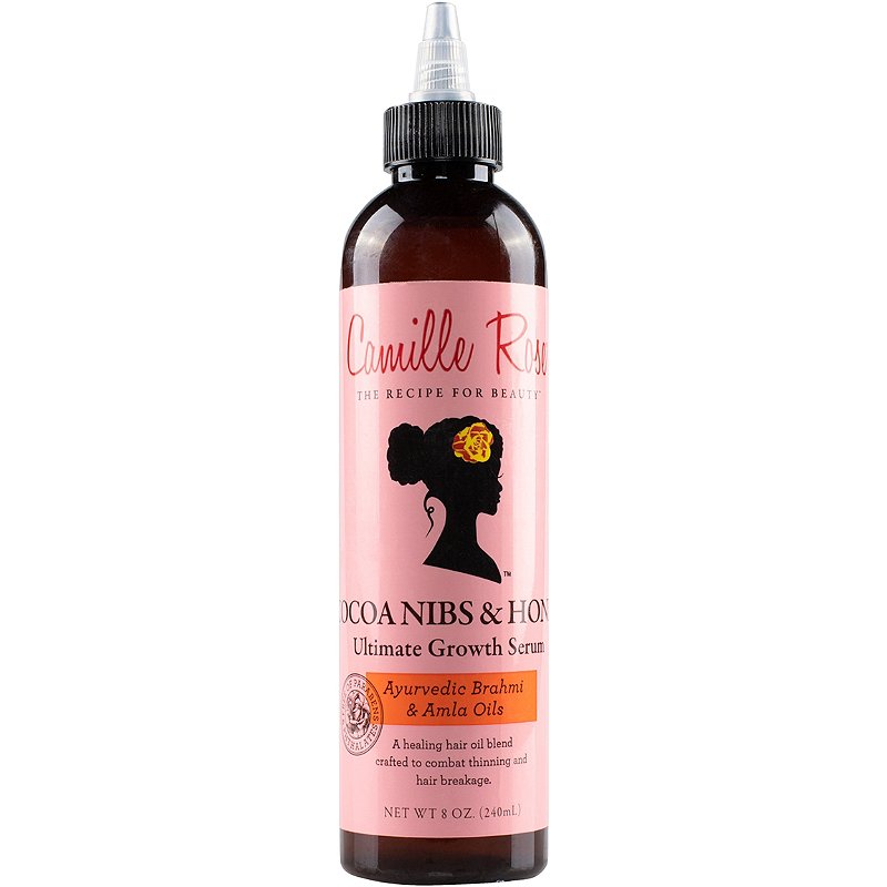 Cinamille Rose Cocoa Nibs & Honey growth serum bottle on a white background