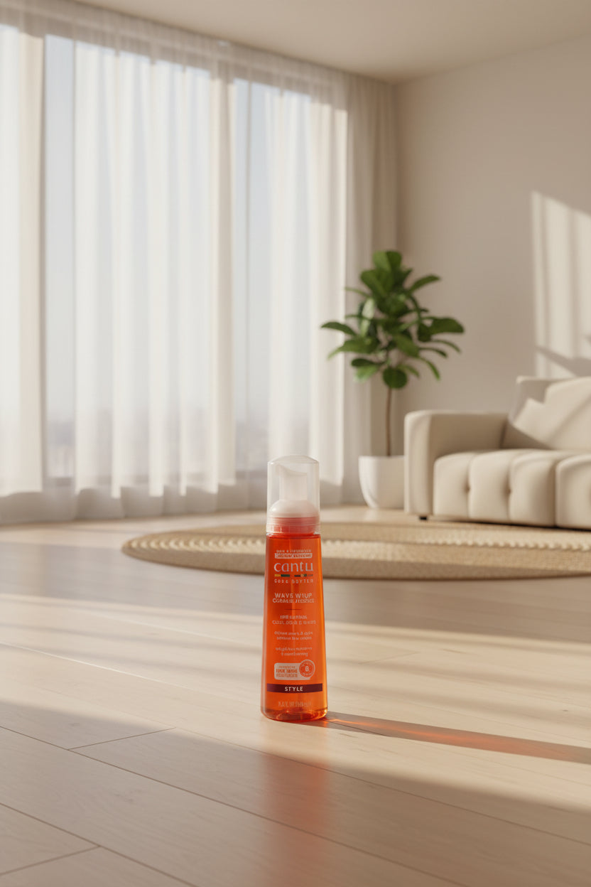 Cantu hair product bottle on a white background