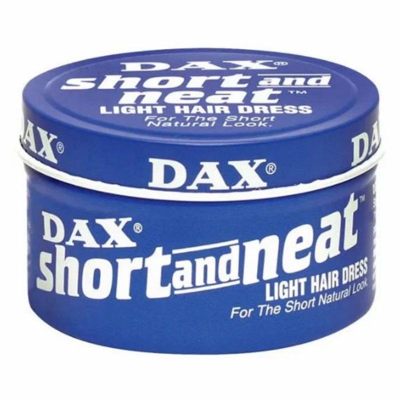 Blue jar of DAX Short and Neat light hair dress on a white background