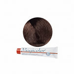 Magicolor hair color cream with a swatch of brown hair on a white background