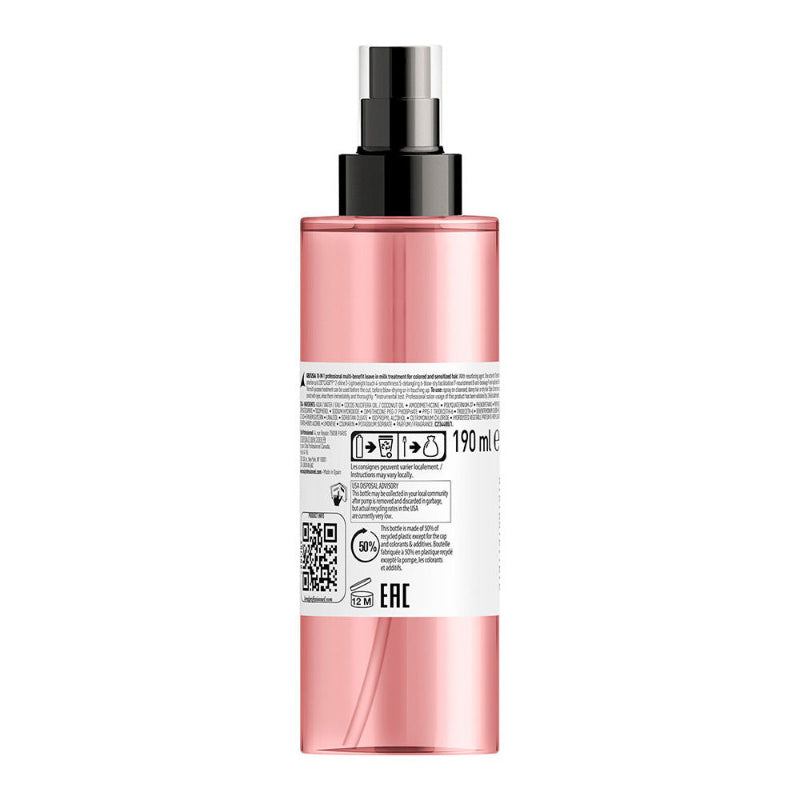 Pink spray bottle with black nozzle on a white background
