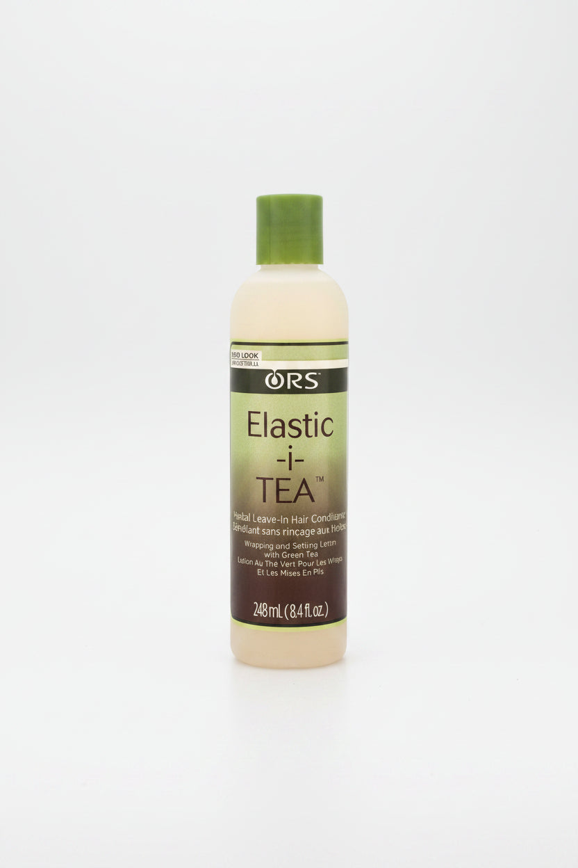 ORS Elastic i-Tea hair conditioner bottle on a white background