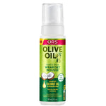 ORS Olive Oil Wrap/Set Mousse bottle on a white background