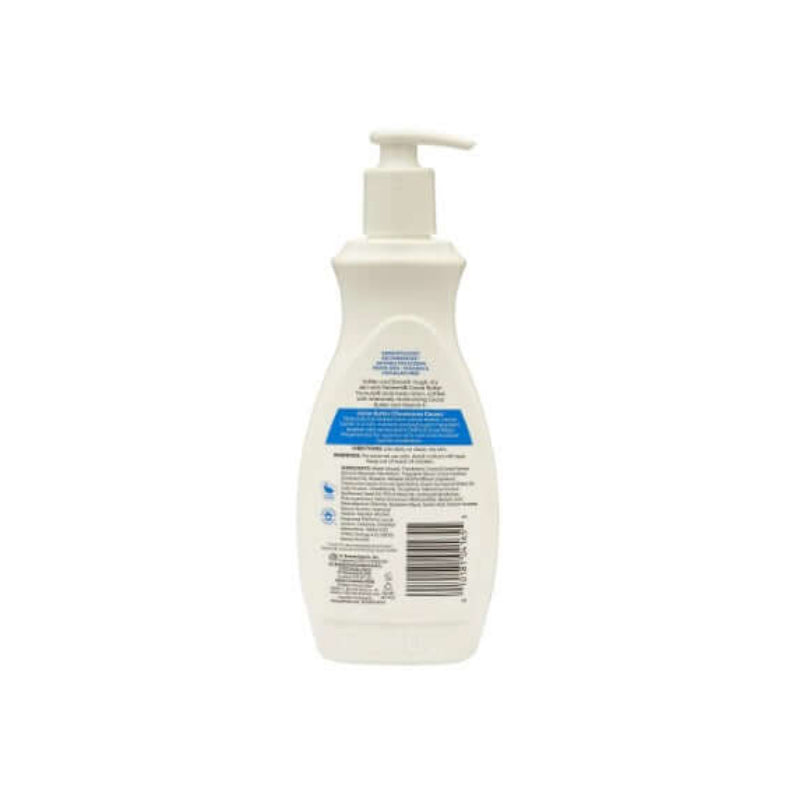 White bottle with pump and label on a white background