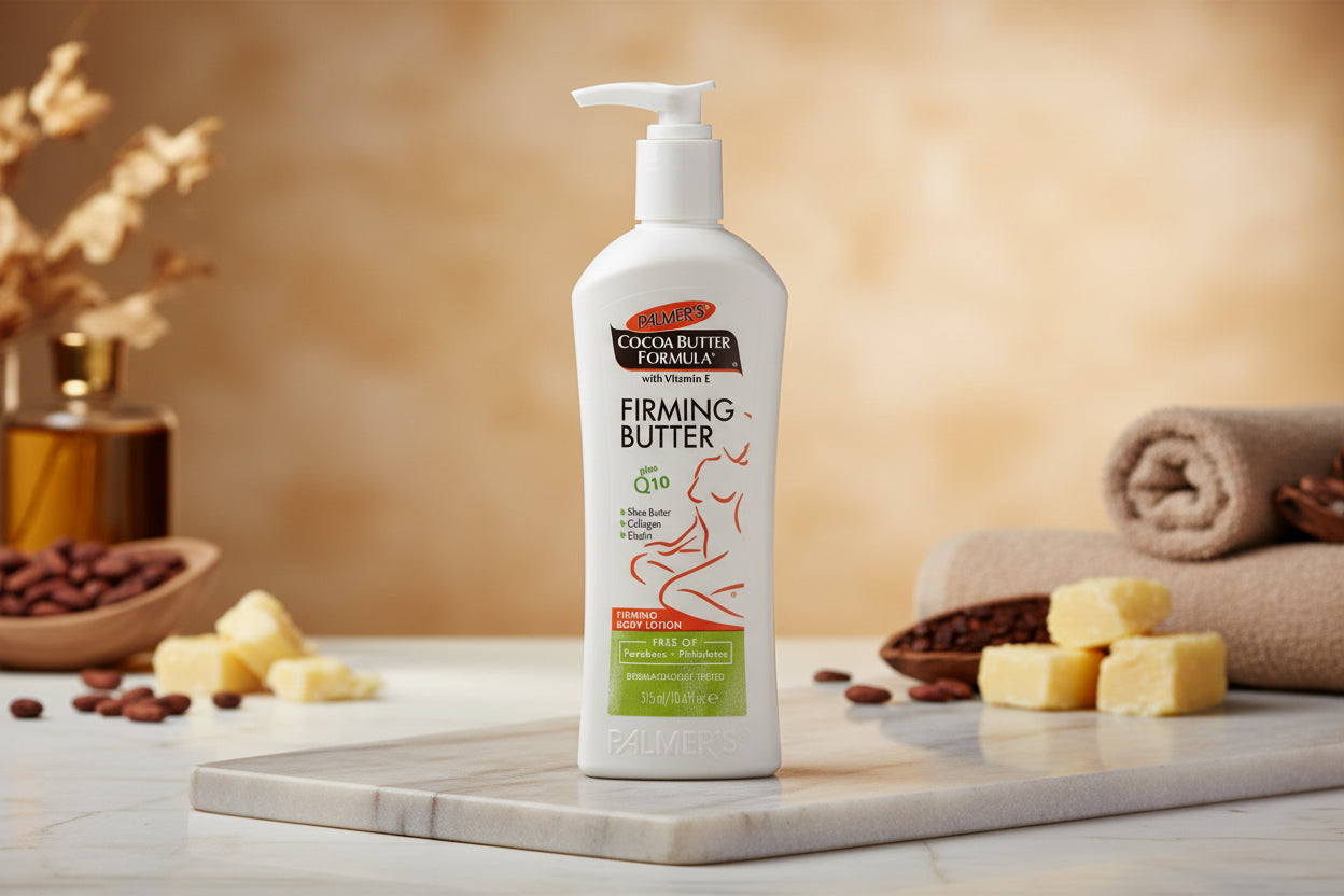 Palmer's Cocoa Butter Formula Firming Butter bottle on a white background