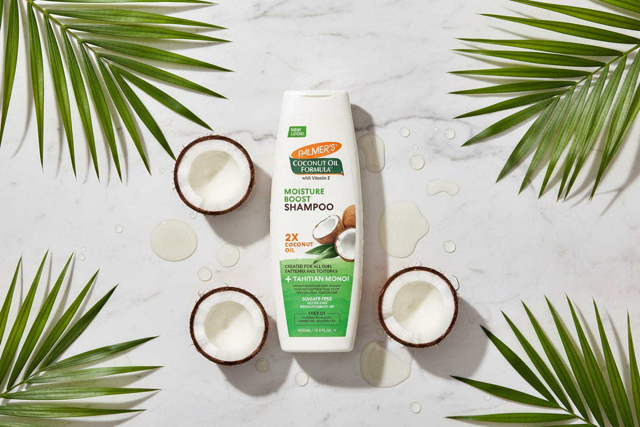 Palmer's Coconut Oil Formula shampoo bottle on a white background