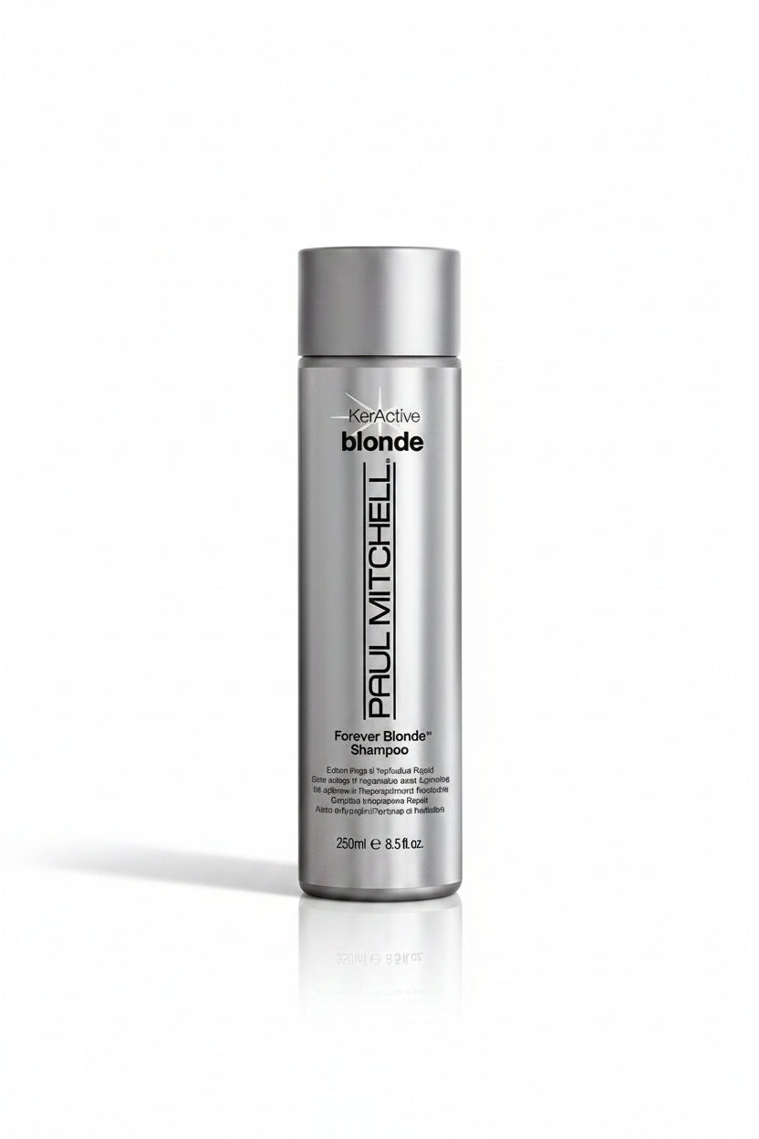Shampoo bottle labeled 'Paul Mitchell' on a white background