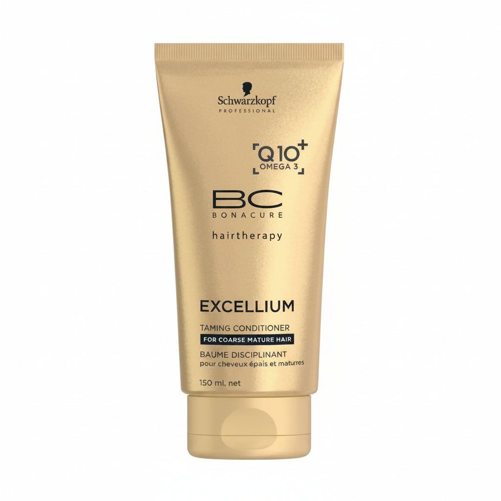 Schwarzkopf BC Bonacure Excellium taming conditioner on a white background