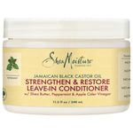 SheaMoisture Jamaican Black Castor Oil Strengthen & Restore Leave-In Conditioner jar on a white background