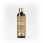 Bottle with a gold cap and brown label on a white background