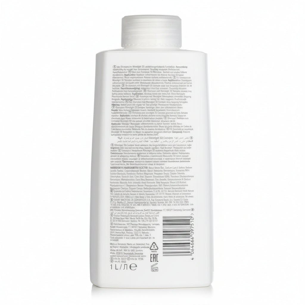 White bottle with text and a barcode on a white background