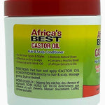 Jar of Africa's Best Castor Oil Hair & Scalp Conditioner with red lid and green label.