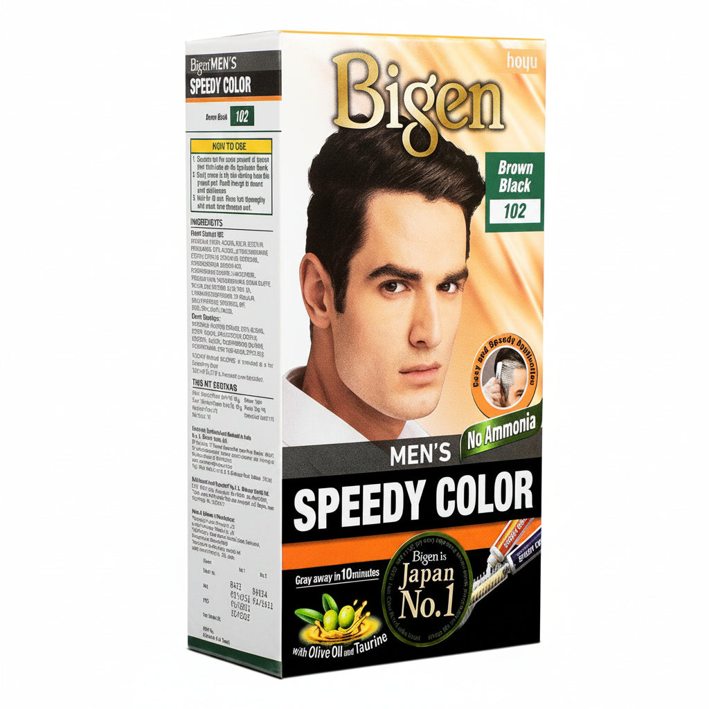 Bigen Men's Speedy Color hair color kit packaging on a white background