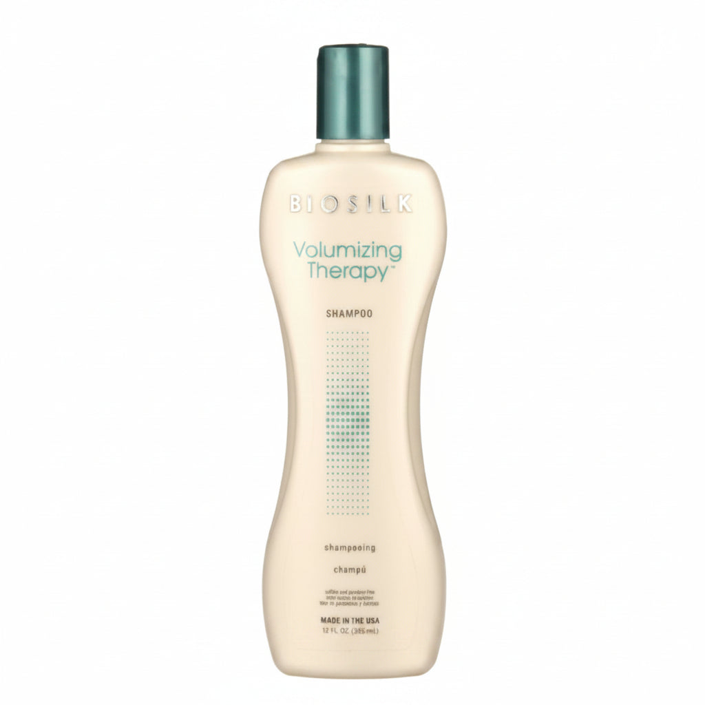 BioSilk Volumizing Therapy shampoo bottle on a white background