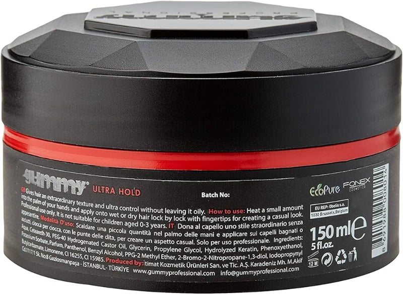 Gummy hair styling gel wax for sleek, textured hairstyles