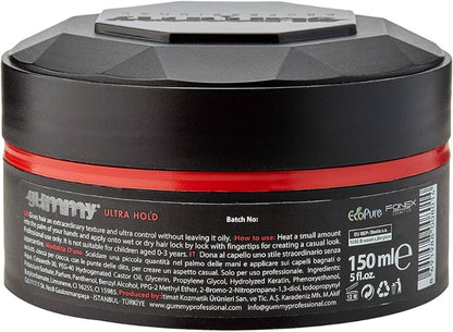 Gummy hair styling gel wax for sleek, textured hairstyles