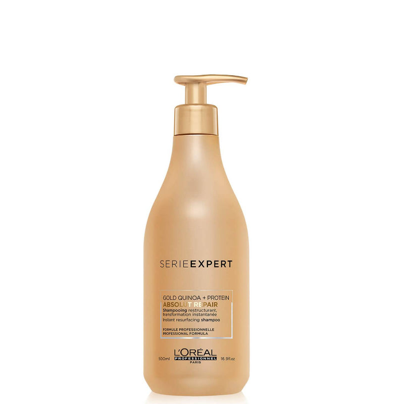 L'Oreal Serie Expert Absolut Repair Gold Shampoo 500ml bottle, nourishing shampoo for damaged hair